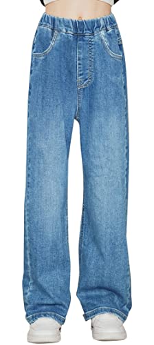 Happy Cherry Mädchen Jeans Breite Mode Bootcut Lässig Zerrissen Jeans Elastische Taille Denim Hose Atmungsaktiv Für Kinder 5-15 Jahre, Stil 2, 10-11 Jahre von Happy Cherry
