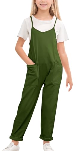 Happy Cherry Mädchen Jumpsuit Ärmellose Overall Spaghettiträger Lockere Einfarbig Latzhosen Lange Hosen mit Tasche Lässige Jumpsuits für Kinder 140 CM Happy Cherry Mädchen Jumpsuit Ärmellose Overall Spaghettiträger Lockere Einfarbig Latzhosen Lange Hosen mit Tasche Lässige Jumpsuits für Kinder 140 CM von Happy Cherry