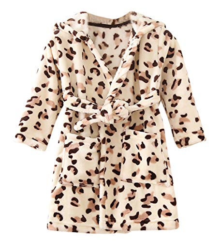 Happy Cherry - Mädchen Jungen Unisex Bademantel Kinder Morgenmantel mit Gürtel Herbst Winter Kaffee 7-8 Jahre von Happy Cherry