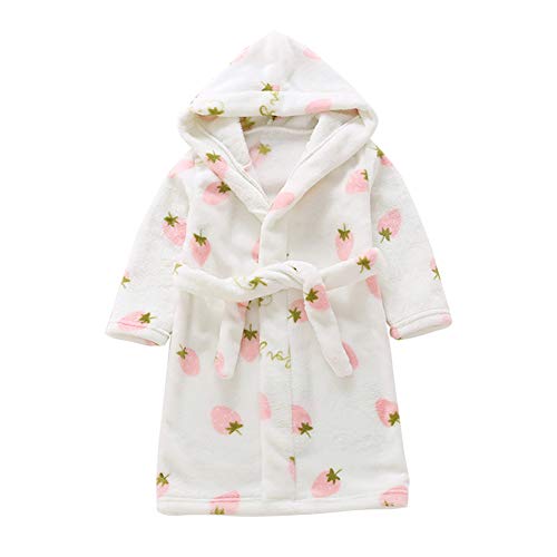Happy Cherry - Mädchen Jungen Unisex Bademantel Kinder Morgenmantel mit Gürtel Herbst Winter Whiteberry 3-4 Jahre von Happy Cherry