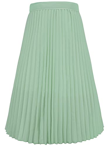 Happy Cherry - Mädchen Karnevalsrock Plissee Langer Elegante Prinzessinnen Falten Röcke für Partys Hochzeiten Zeremonien Taufen Plisseerock für Frühling Sommer Herbst Winter - 9-10 Jahre - Grün von Happy Cherry