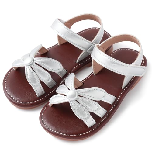 Happy Cherry - Mädchen Kinder Sandalen Sommer Bequem Atmungsaktiv Flaches Schuhe Prinzessin Kleinkind - EU 28 - Silber von Happy Cherry