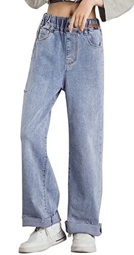 Happy Cherry Mädchen Kinder Weich Jeanshosen Weitem Bein Gerade Denimhosen Straight Bootcut Jeans mit Schlag Baggy Hip Hop Jeans Y2K Style Streetwear Hosen 140 Happy Cherry Mädchen Kinder Weich Jeanshosen Weitem Bein Gerade Denimhosen Straight Bootcut Jeans mit Schlag Baggy Hip Hop Jeans Y2K Style Streetwear Hosen 140 von Happy Cherry