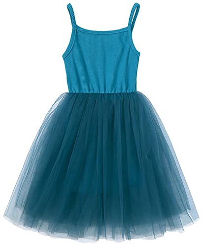 Happy Cherry Mädchen Kleider Prinzessin Trägerkleid Baby Sommer Kleidung Rüschen Lagenkleid Kinder Ärmellos Spaghettiträgern Tüllkleid Blau Freizeitkleidung Röcke Outfit 120 von Happy Cherry