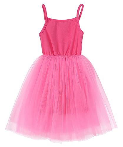 Happy Cherry Mädchen Kleider Prinzessin Trägerkleid Baby Sommer Kleidung Rüschen Lagenkleid Kinder Ärmellos Spaghettiträgern Tüllkleid Rosa Freizeitkleidung Röcke Outfit 120 von Happy Cherry