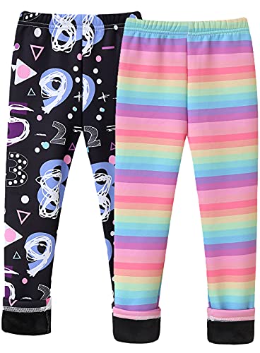 Happy Cherry Mädchen Leggings Winter Gefütterte Thermo Leggings 2er Pack Kinder Lange Hosen Hersteller 110/DE Größe 92-98 - 2 Stück-3 von Happy Cherry