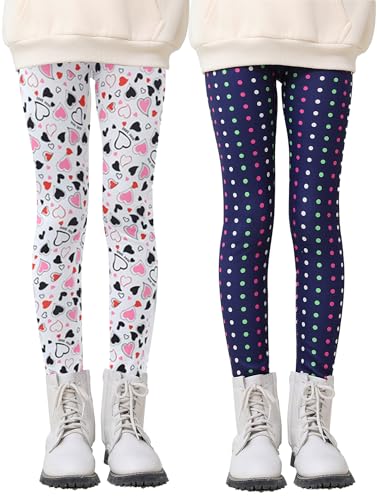 Happy Cherry Mädchen Leggings aus Fleece Futter Dick Warm Winterhose Gefütterte Thermo Leggings Hesteller 160/DE Größe 146-152-2 Stück-8 von Happy Cherry