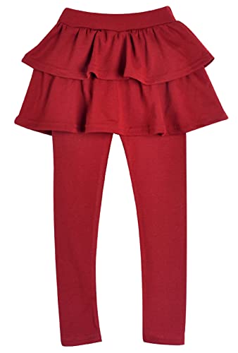 Happy Cherry Mädchen Leggings mit Rock Einteiler Ruffle Hosenrock Kinder Lange Hosen Tanzen Tennis Rock Hersteller 100/DE Größe 86-92 - Rot von Happy Cherry