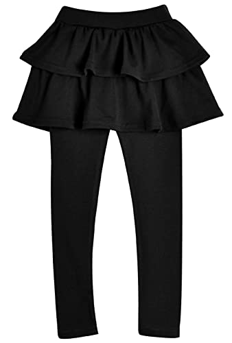 Happy Cherry Mädchen Leggings mit Rock Einteiler Ruffle Hosenrock Kinder Lange Hosen Tanzen Tennis Rock Hersteller 100/DE Größe 86-92 - Schwarz von Happy Cherry