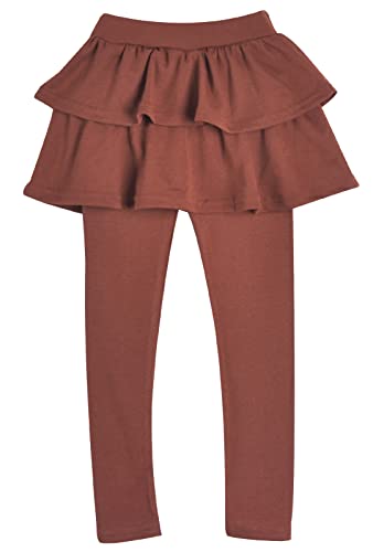 Happy Cherry Mädchen Leggings mit Rock Einteiler Ruffle Hosenrock Kinder Lange Hosen Tanzen Tennis Rock Hersteller 120/DE Größe 104-110 - Braun von Happy Cherry