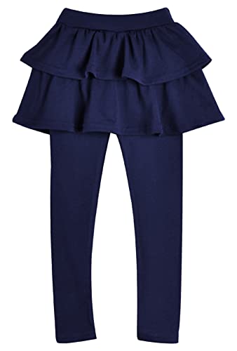 Happy Cherry Mädchen Leggings mit Rock Einteiler Ruffle Hosenrock Kinder Lange Hosen Tanzen Tennis Rock Hersteller 120/DE Größe 104-110 - Navy von Happy Cherry