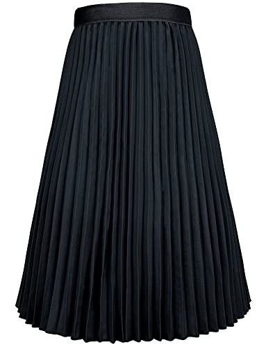 Happy Cherry - Mädchen Plissee Rock Lang Kurzes Hochzeitskleid für Karneval Zeremonie Eleganter Kinder Partyröcke Falten für Winter Frühling Sommer Herbst - 13-14 Jahre - Schwarz von Happy Cherry