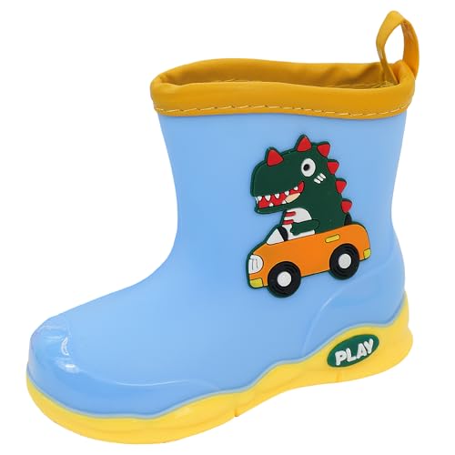 Happy Cherry - Mädchen Regen Stiefel Wasserdicht Jungen Gummistiefel Kinder Unisex Kleinkind Regenstiefel Cartoon-Dinosaurier-Muster Wasserstiefel Regenschuhe - 26-27 EU - Blau von Happy Cherry