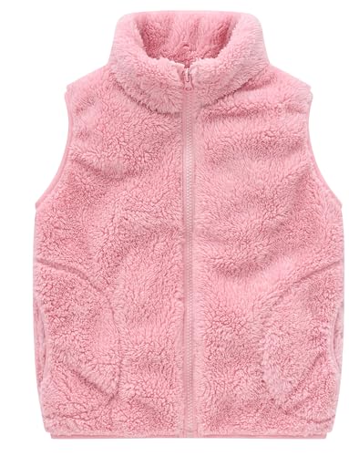 Happy Cherry Mädchen Rosa Fleece-Weste Flauschig Atmungsaktive Outdoor Warm Herbst Winter 7-8Jahre von Happy Cherry