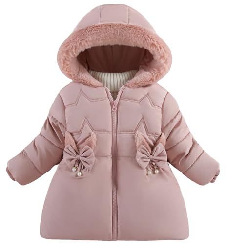 Happy Cherry Mädchen Schwere Pufferjacke mit Kapuze Verdickte Daunenmante Kinder Warm Verdicken Jacke Outdoor Kapuzenjacke Winddicht Parka 3-4 Jahre von Happy Cherry
