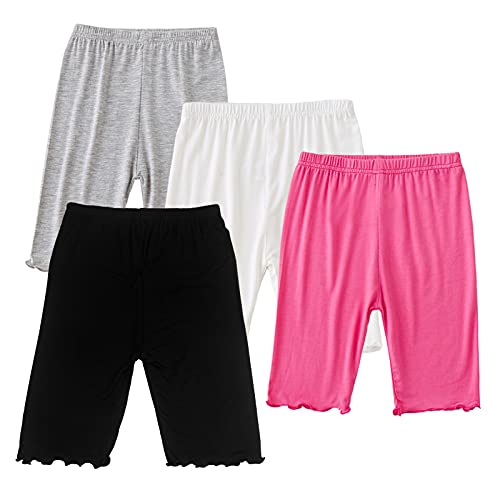 Happy Cherry- Mädchen Shorts Unterrockhose Kleinkind Kids Dance Radhose 4er Pack Atmungsaktive Dehnbare Sommer Sicherheitshose Elastische Einfarbige Kurze Leggings Lässiges Outfit für 90-150cm von Happy Cherry