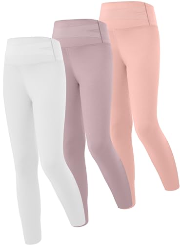 Happy Cherry Mädchen Sport Leggings Radlerhose Stretch Dünne Hose Teenager Yoga Tanzen Kurze Leggings Hesteller 130/DE Größe 116-122-3 Stück-C von Happy Cherry