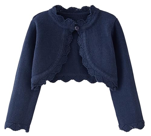 Happy Cherry Mädchen Taufweste Strickwaren Baumwolle Langarm Ärmel Bolero Top Festlich Shrug Top Kleinkind Strickpullover zum Hochzeitskleid 150CM von Happy Cherry