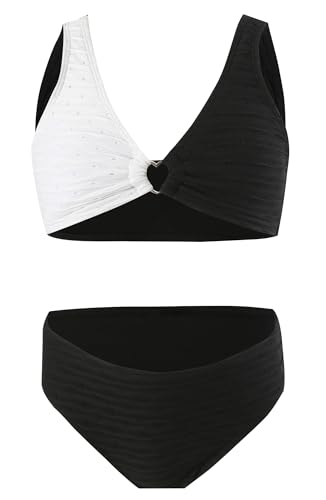 Happy Cherry Mädchen Teenager Bikini 2 Set Kinder Strand Badeanzüge Fashion Bikinioberteil mit Triangel Bikinihose Hautfreundlich Atmungsaktiv StrandBikinis 12-13 Jahre von Happy Cherry