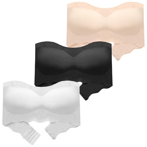 Happy Cherry Mädchen Trägerlos Minimizer BH Ohne Bügel Nahtlos Bandeau Atmungsaktiv Büste Bralette mit Entfernbar Schultergurt Tops Trainings Bra Schwarz+Weiß+Beige Happy Cherry Mädchen Trägerlos Minimizer BH Ohne Bügel Nahtlos Bandeau Atmungsaktiv Büste Bralette mit Entfernbar Schultergurt Tops Trainings Bra Schwarz+Weiß+Beige von Happy Cherry
