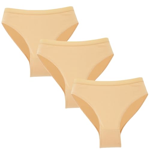 Happy Cherry Mädchen Unterhosen 3er-Pack Tanz Ballet Hohe Taille Slips Kinder Teenager Baumwolle Unterwäsche Größe 120/7-8 Jahre-Hautfarbe von Happy Cherry