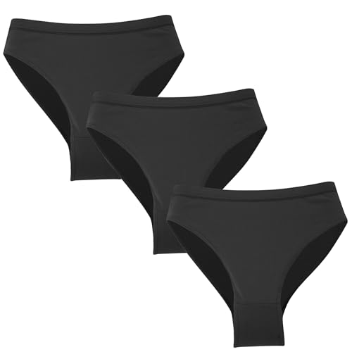 Happy Cherry Mädchen Unterhosen 3er-Pack Tanz Ballet Hohe Taille Slips Kinder Teenager Baumwolle Unterwäsche Größe 120/7-8 Jahre-Schwarz von Happy Cherry