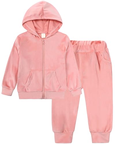 Happy Cherry Mädchen Velours Trainingsanzug Zipped Hoodie & Bottom Jogging Anzug Kleinkind Kinder Freizeitkleidung Sets für Herbst Winter Casual Sweatsuits 110 von Happy Cherry