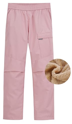 Happy Cherry - Mädchen-Wanderhose für Berge Outdoor Skifahren Softshellhose MädcheKinder Winter-Schneehose wasserdichte Thermohose mit Warmem Fleece-Futter - 110-120 cm - Rosa von Happy Cherry