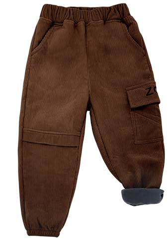 Happy Cherry Mädchen Winterhose aus Cord Fleece Futter Kinder Warm Baumwolle Hose Verdickte Sport Outdoorhose 120 von Happy Cherry