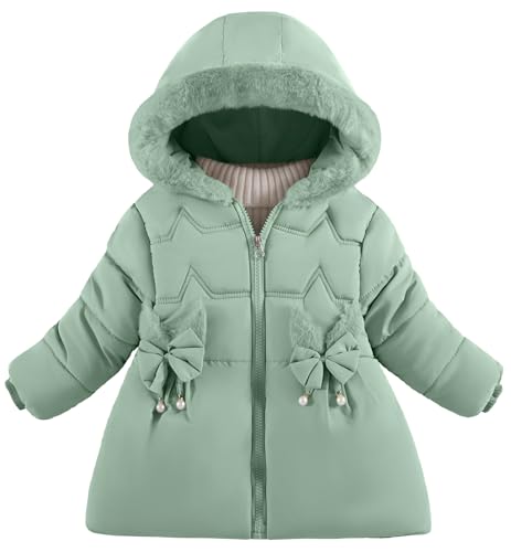 Happy Cherry - Mädchen Wintermäntel Dicker Jacke Kleinkind mit Fleece-Futter Winterjacke mit Kapuze für Schule Outdoor Sport Kinder Mäntel Warme Kleidung Kapuzenkleidung - 1-2 Jahre - Grün von Happy Cherry