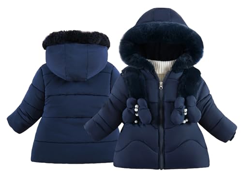 Happy Cherry Mädchen Wintermantel Kälteschutz Warm Verdickte Daunenjacke Süße Klassische Daunenmantel Outdoor Wintermäntel für Alltag Wandern 2-3 Jahre von Happy Cherry