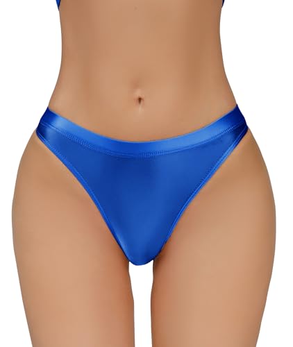 Happy Cherry Nahtlose Glänzende Cheeky Tangas für Damen Weiche Seidige Elastische Höschen Niedrige Taille Leicht Dehnbare Basic Höschen Blau S von Happy Cherry