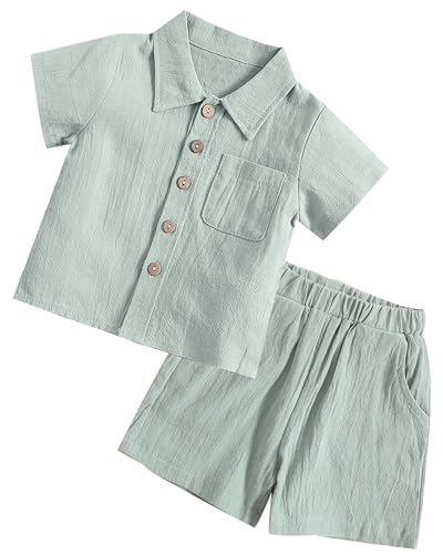 Happy Cherry Neugeborenes Babykleidung Sommer Top+Kurze Hose Kleinkinder 2Pcs Bekleidungssets Größe 110/2-3 Jahre-Hellgrün von Happy Cherry