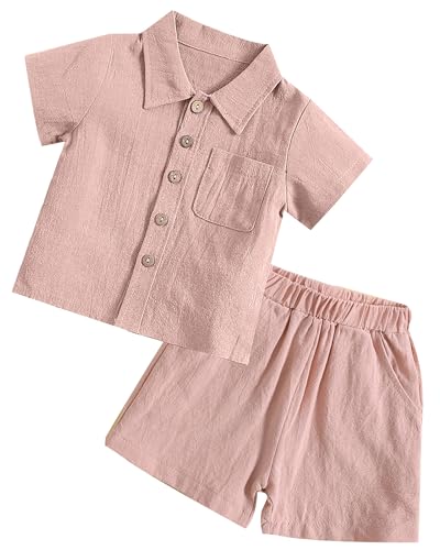 Happy Cherry Neugeborenes Babykleidung Sommer Top+Kurze Hose Kleinkinder 2Pcs Bekleidungssets Größe 80/6-12 Monate-Rosa von Happy Cherry