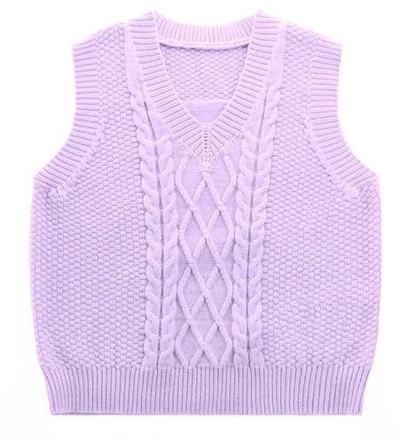 Happy Cherry Pullunder Kinder Mädchen Baumwolle Schulterweste Ärmellos Gestrickte Strickweste V-Ausschnitt Strickpullover DE-Größe 146-152/Hersteller 150 Violett von Happy Cherry