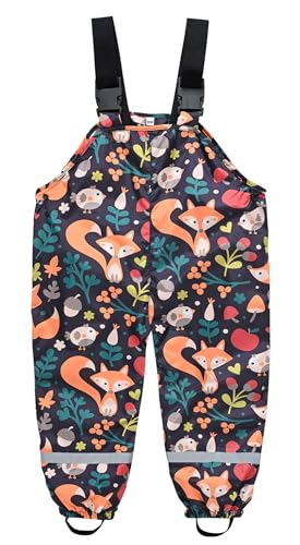 Happy Cherry - Regen-Latzhose Junge Mädchen Regenhose Kinder Unisex Matschhose Sommer wasserdichte Overalls für Outdoor-Sportarten Schlamm-Hosenträger für Frühling Herbst Winter - 6-7 Jahre - Schwarz von Happy Cherry