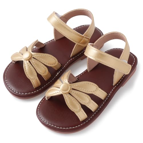 Happy Cherry - Sandalen Mädchen Kleinkind Prinzessin Sommer Bequem Atmungsaktiv Flaches Schuhe Kleinkind - EU 29 - Golden von Happy Cherry