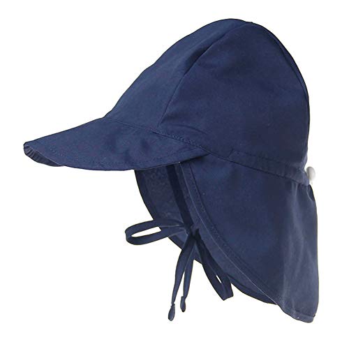 Happy Cherry - Schirmmütze mit Nackenschutz Mütze für Kinder Junge Mädchen Unisex Bindebändern Sonnenschutz UV Schutz Baby Cap Atmungsaktiv Schnelltrocknend - Blau - 3-18 Monate von Happy Cherry