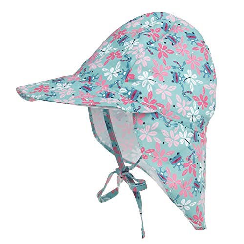 Happy Cherry - Schirmmütze mit Nackenschutz Mütze für Kinder Junge Mädchen Unisex Bindebändern Sonnenschutz UV Schutz Baby Cap Atmungsaktiv Schnelltrocknend - Blau - 3-18 Monate von Happy Cherry