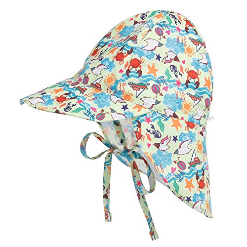 Happy Cherry - Schirmmütze mit Nackenschutz Mütze für Kinder Junge Mädchen Unisex Bindebändern Sonnenschutz UV Schutz Baby Cap Atmungsaktiv Schnelltrocknend - Blau - 3-18 Monate von Happy Cherry