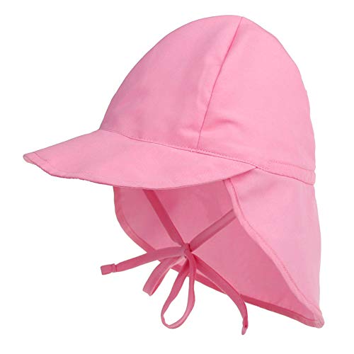 Happy Cherry - Schirmmütze mit Nackenschutz Mütze für Kinder Junge Mädchen Unisex Bindebändern Sonnenschutz UV Schutz Baby Cap Atmungsaktiv Schnelltrocknend - Rosa - 3-18 Monate von Happy Cherry