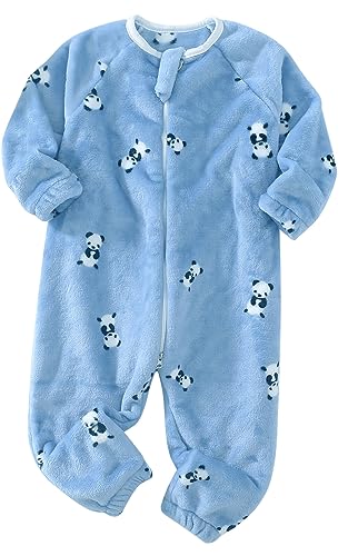 Happy Cherry Schlafanzug Kinder Winter Schlafsack mit Füße und Langarm Jungen Mädchen Pyjama Overall Onesie Schlafstrampler Warme Größe 120 von Happy Cherry