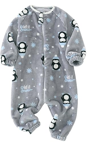 Happy Cherry Schlafanzug Kinder Winter Schlafsack mit Füße und Langarm Jungen Mädchen Pyjama Overall Onesie Schlafstrampler Warme Größe 120 von Happy Cherry