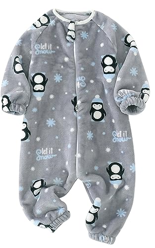 Happy Cherry Schlafanzug Kinder Winter Schlafsack mit Füße und Langarm Jungen Mädchen Pyjama Overall Jumpsuit Schlafstrampler Warme Größe 120 von Happy Cherry