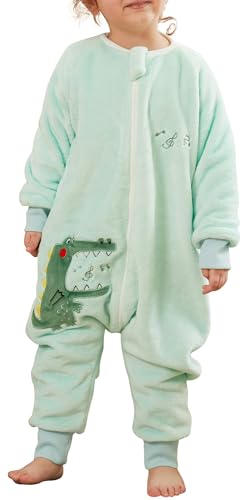 Happy Cherry Schlafsack Kinder Pyjama Overall Onesie Schlafsack mit Füßen Winter Schlafanzug Jungen Mädchen 5-6 Jahre von Happy Cherry