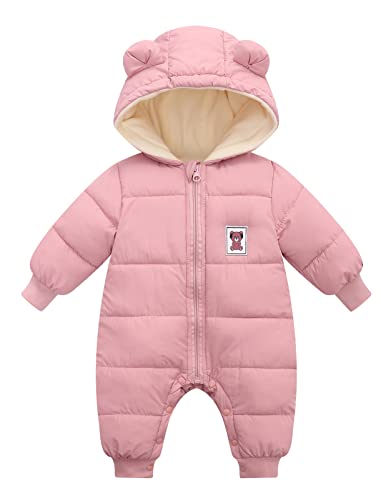 Happy Cherry - Schneeanzug Baby Winter Overall mit Kapuze Junge Mädchen Strampler Warmer Dicker Spielanzug Kinder Schneenanzüge Lange Ärmel Kleinkind Wintermantel - 12-18 Monate von Happy Cherry