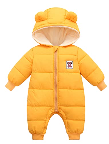 Happy Cherry - Schneeanzug Baby Winter mit Kapuze für Junge Mädchen Warmer Dicker Spielanzug Kinder Schneenanzüge Jumpsuit Strampler Overall Lange Ärmel Kleinkind Wintermantel - 3-6 Monate von Happy Cherry