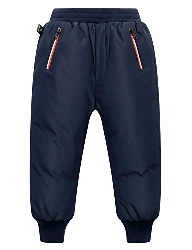 Happy Cherry - Schneehosen Junge Ski Lätzchen Hose Daunen Skihose Leichte Winddichte gepolsterte Hosenträgerhose Verstellbare Winter Warme Down Daunenhose - Dunkelblau von Happy Cherry