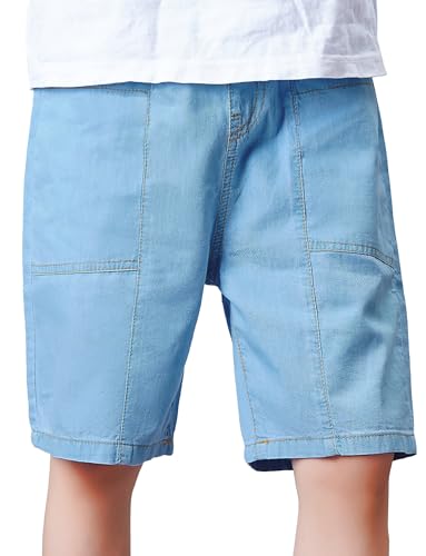 Happy Cherry Shorts für Jungen Jeans Shorts Kinder Sommer Kurze Hose Wide Leg Jeans Stretch Elastische Taille Denim Shorts Bermudas 160/12-13 Jahre von Happy Cherry