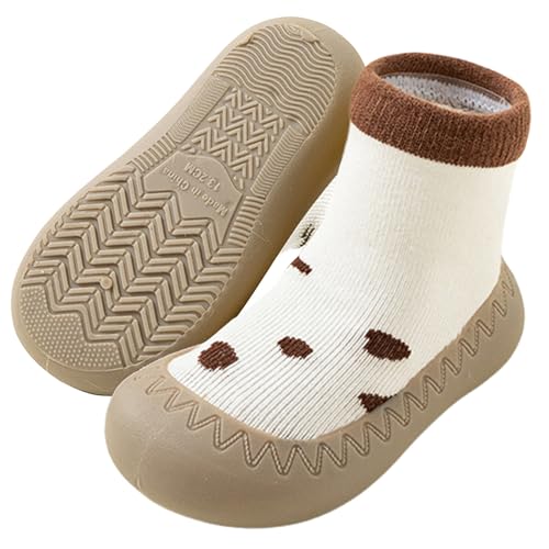 Happy Cherry Sockenschuhe Baby rutschfeste Krabbelschuhe Kleinkind Lauflernschuhe Mädchen Junge Niedlicher Stricken Babybodenschuhe Weiche Sohle Barfußschuhe 24 von Happy Cherry